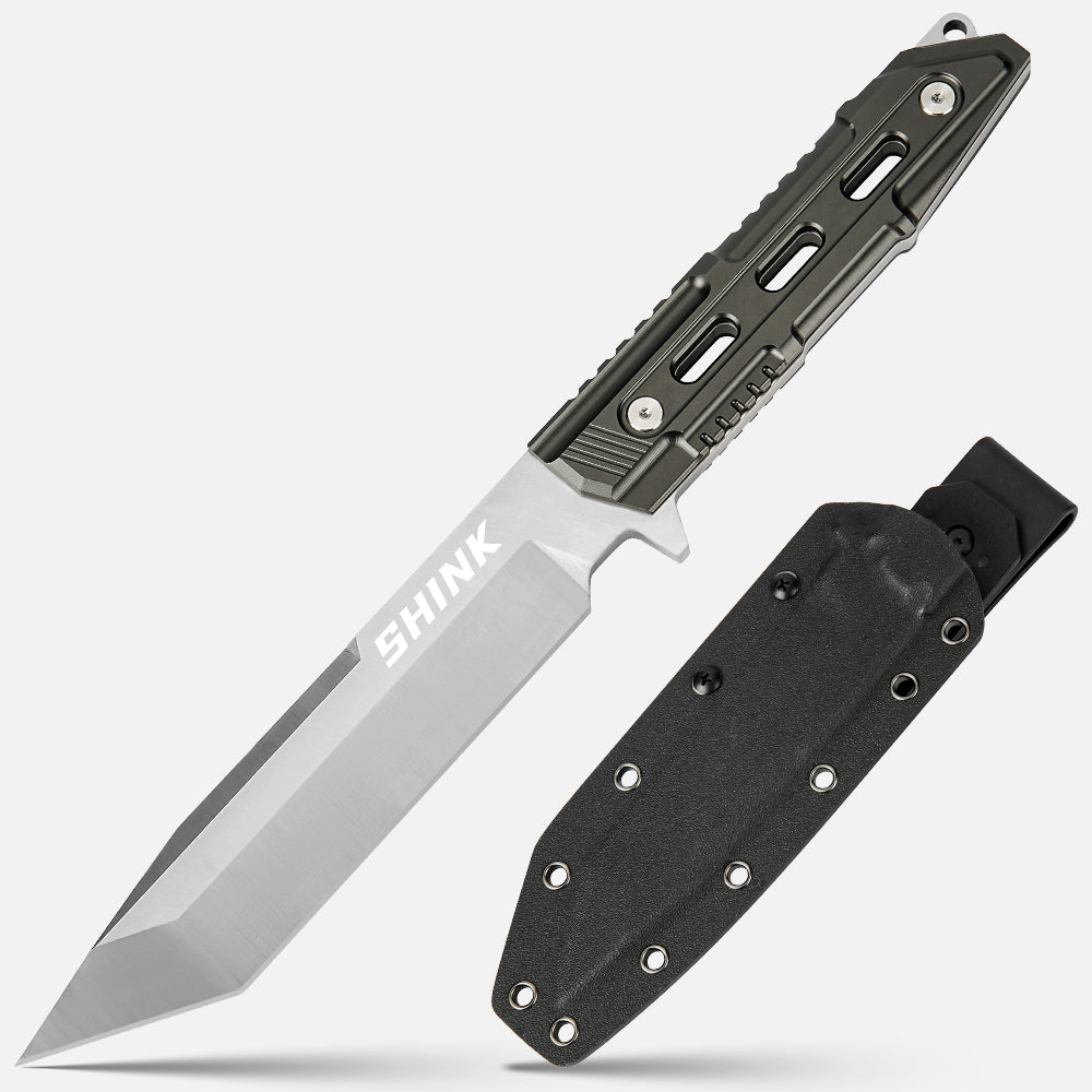 SHINK JX-YS Tactical Tanto Fixed Blade Knife | 440A Stainless Steel, Aluminum Alloy Handle