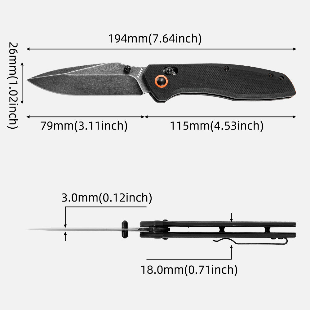 SHINK G10-SXH EDC Folding Knife | 440C Steel, G10 Handle, Axis Lock
