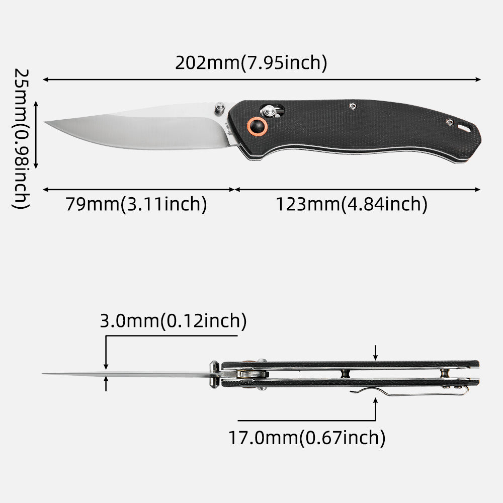 SHINK MKT-YR EDC Folding Knife | 440C Steel, Micarta Handle, Axis Lock