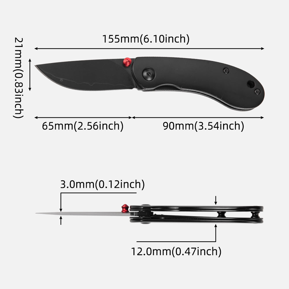 SHINK GDM-BLACK Folding Pocket Knife | Black PVD San Mai VG10 Steel Blade, Stainless Steel Handle