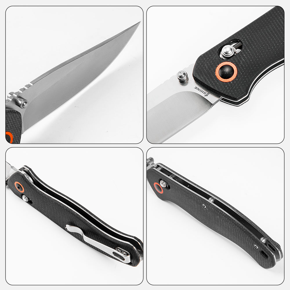 SHINK MKT-YR EDC Folding Knife | 440C Steel, Micarta Handle, Axis Lock
