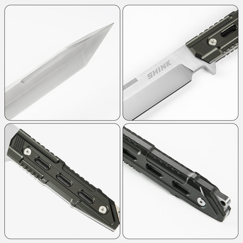 SHINK JX-YS Tactical Tanto Fixed Blade Knife | 440A Stainless Steel, Aluminum Alloy Handle