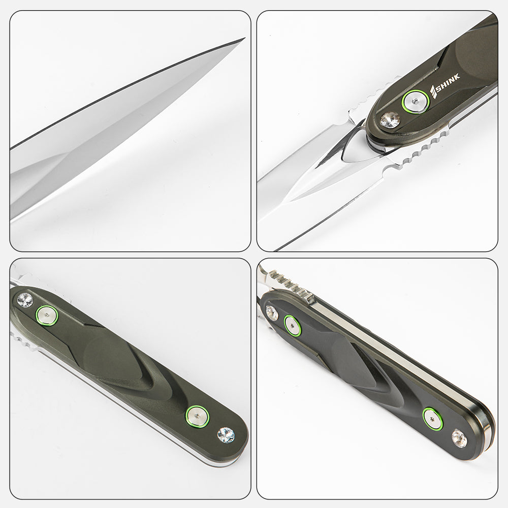 SHINK JCBS-01 Tactical Dagger Fixed Blade Knife | Mirror Polished 440B Stainless Steel, Aluminum Alloy Handle