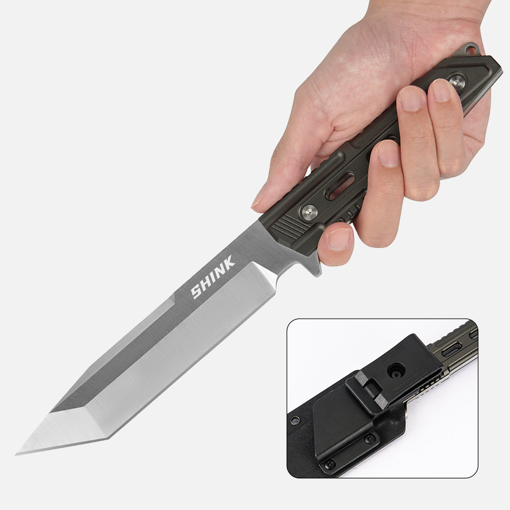 SHINK JX-YS Tactical Tanto Fixed Blade Knife | 440A Stainless Steel, Aluminum Alloy Handle