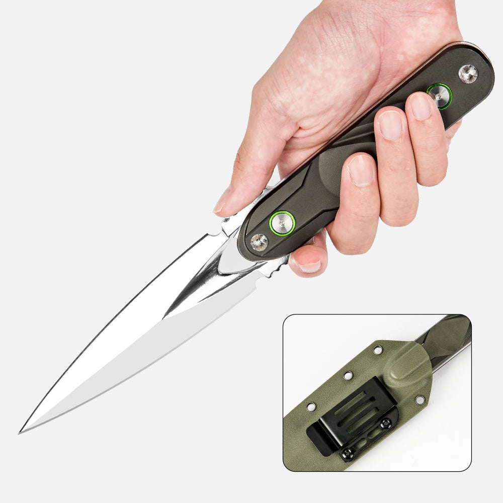 SHINK JCBS-01 Tactical Dagger Fixed Blade Knife | Mirror Polished 440B Stainless Steel, Aluminum Alloy Handle