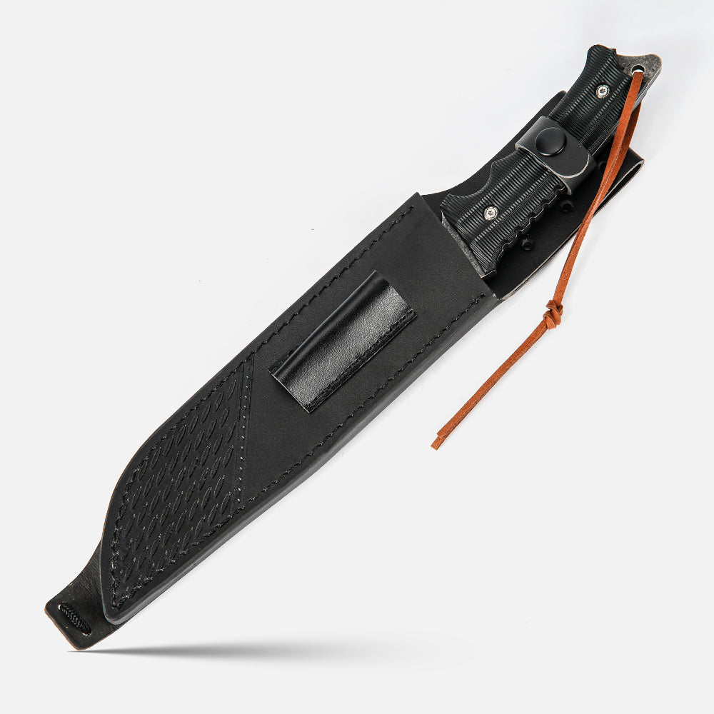 SHINK BL-HS Fixed Blade Tactical Knife | 440A Steel, Nylon Fiber Handle, Genuine Leather Knife Sheath