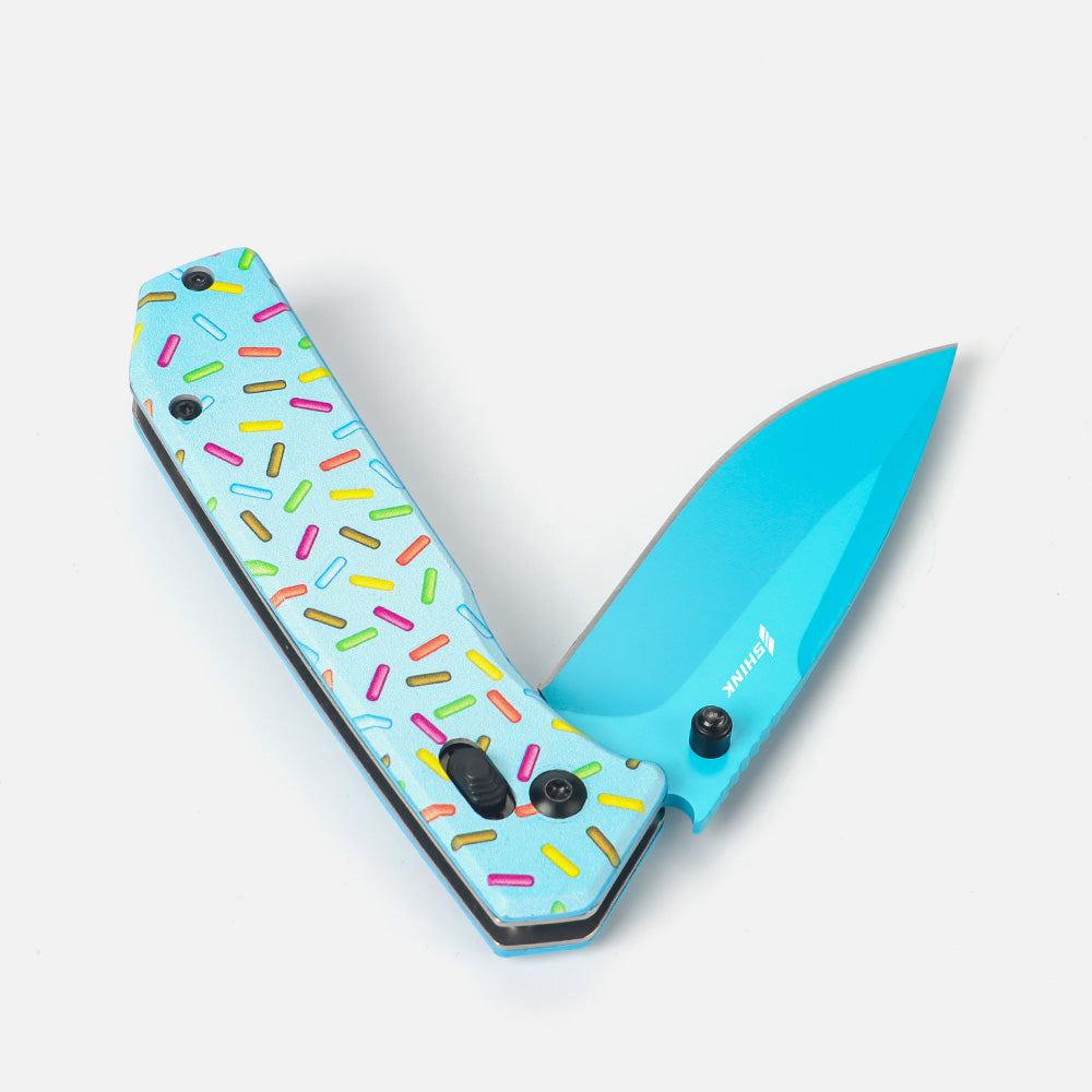 Shink PK-02 Colorful Sprinkle Folding Knife – 420J2 Steel, Aluminum Handle, EDC Pocket Knife