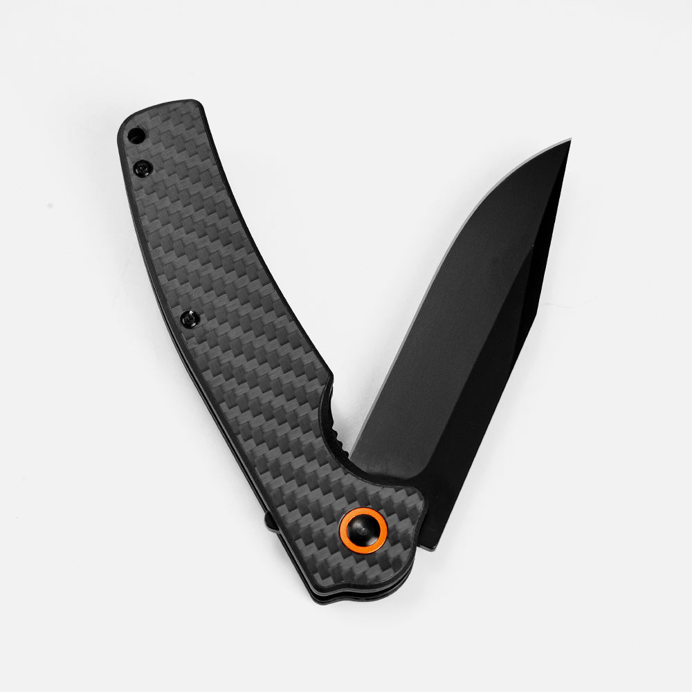 SHINK TX-01-QH Folding Pocket Knife | 440C Stainless Steel Blade, Carbon Fiber Handle