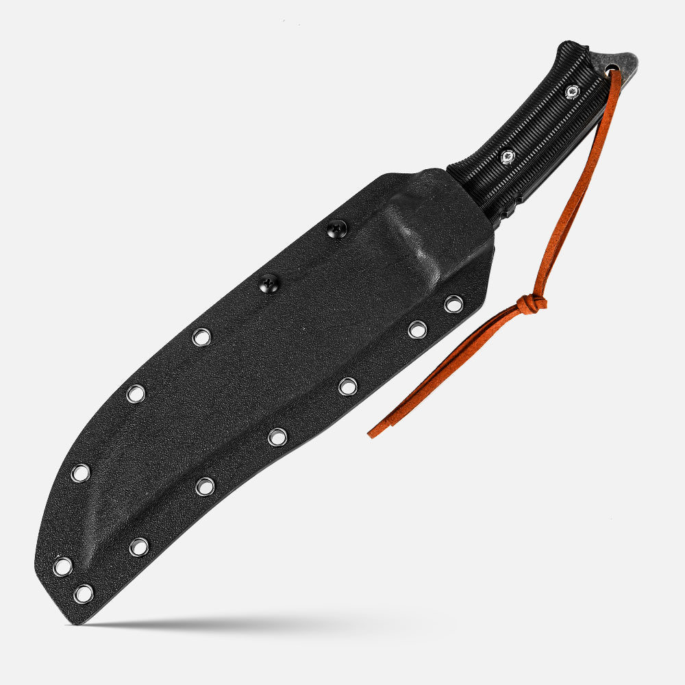 SHINK XN-BLACK Tactical Fixed Blade Knife | 440A Steel, Nylon Fiber Handle, K Sheath